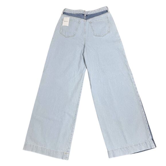 Forever 21 Jeans Distressed Low Rise Baggy Wide Leg Colorblock Women's 28 Blue - Picture 3 of 12